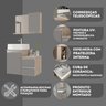 conjunto gabinete banheiro cross 60 madeirado cinza diferenciais