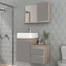 conjunto gabinete banheiro cross 60 madeirado cinza