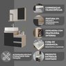 conjunto gabinete banheiro cross 60 madeirado preto diferenciais