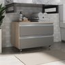 gabinete banheiro rodinhas joia 60cm 02 gavetas madeirado cinza