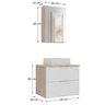 conjunto gabinete banheiro rubi 60cm madeirado branco cotas
