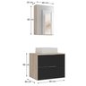 conjunto gabinete banheiro rubi 60cm madeirado preto cotas