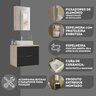 conjunto gabinete banheiro rubi 60cm madeirado preto diferenciais