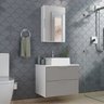 conjunto gabinete banheiro rubi 60cm branco cinza ambientada