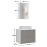 conjunto gabinete banheiro rubi 60cm branco cinza cotas