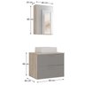 conjunto gabinete banheiro rubi 60cm madeirado cinza cotas