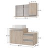 conjunto gabinete banheiro cross 80 madeirado cotas