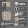 conjunto gabinete banheiro fox 60cm madeirado diferencial
