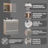 conjunto gabinete banheiro fox 60cm madeirado cinza diferencial