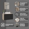 conjunto gabinete banheiro rubi 80cm madeirado preto diferenciais