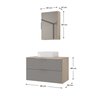 conjunto gabinete banheiro rubi 80cm madeirado cinza cotas