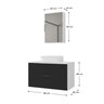 conjunto gabinete banheiro rubi 80cm branco preto cotas