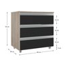 gabinete banheiro rodinhas joia 60cm 03 gavetas madeirado preto cotas