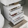 gabinete banheiro rodinhas joia 60cm 03 gavetas branco detalhe aberto decorado