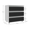 gabinete banheiro rodinhas joia 60cm 03 gavetas branco preto cotas