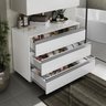 gabinete banheiro rodinhas joia 80cm 03 gavetas branco inteiro detalhe aberto decorado