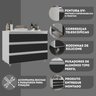 gabinete banheiro rodinhas joia 80cm 03 gavetas branco preto diferencial
