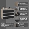 gabinete banheiro rodinhas joia 80cm 03 gavetas madeirado preto diferencial