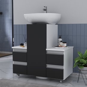 gabinete de coluna branco e preto ambientada