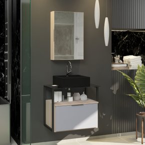 urbe madeirado cinza vidro preto pia preta