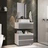 conjunto gabinete banheiro creta 60cm branco cinza ambientada