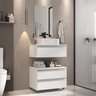 conjunto gabinete banheiro creta 60cm branco inteiro ambientada