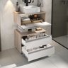 conjunto gabinete banheiro creta 60cm madeirado branco aberto decorado
