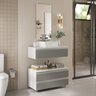 conjunto de gabinete banheiro creta 80cm branco cinza ambientada