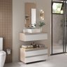 conjunto de gabinete banheiro creta 80cm madeirado branco ambientada