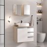 conjunto gabinete banheiro virtus 60cm madeirado branco sem vidro 1 ambientada