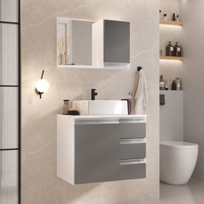 conjunto gabinete banheiro virtus 60cm branco inteiro 1 ambientada