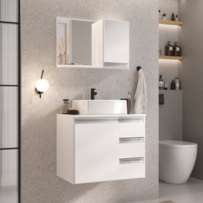 conjunto gabinete banheiro virtus 60cm branco inteiro 1 ambientada