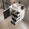 conjunto gabinete banheiro virtus 60cm branco preto 3 detalhe gabinete aberto decorado