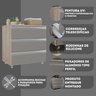 gabinete banheiro rodinhas joia 60cm 03 gavetas madeirado cinza diferencial