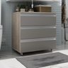 gabinete banheiro rodinhas joia 60cm 03 gavetas madeirado cinza