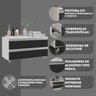 gabinete banheiro rodinhas joia 80cm 02 gavetas branco preto diferencial