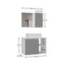 conjunto gabinete banheiro virtus 60cm madeirado cinza cotas