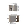 conjunto gabinete banheiro virtus 60cm madeirado cinza cotas