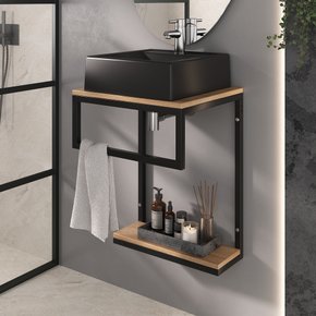 gabinete ferri amadeirado escuro e cuba preta 1 ambientacao