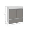 fox 60cm gabinete e cuba branco cinza 3 cotas