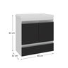 fox 60cm gabinete e cuba branco preto 3 cotas
