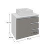 prisma 60 cm gabinete cuba branco e cinza 3 cotas